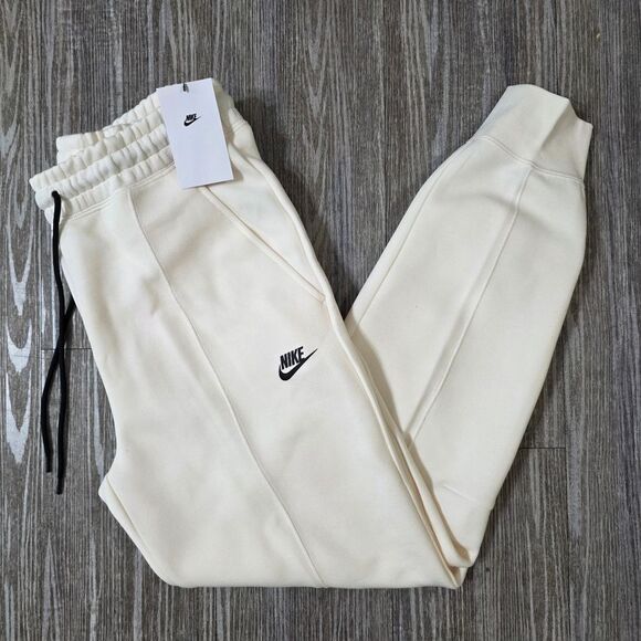 Nike Sportswear Tech Fleece Mid-Rise Joggers Ivory Women's Medium T FB8330-110 - Picture 1 of 14
